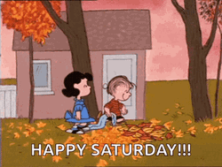 Happy Fall Saturday Charlie Brown Kicking Leaves GIF