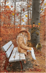 Happy Fall Saturday Woman Sitting Pose GIF
