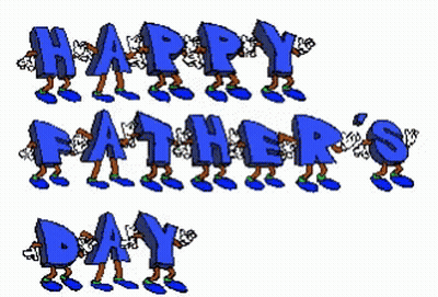 Happy Father's Day Blue Letters With Arms And Legs GIF
