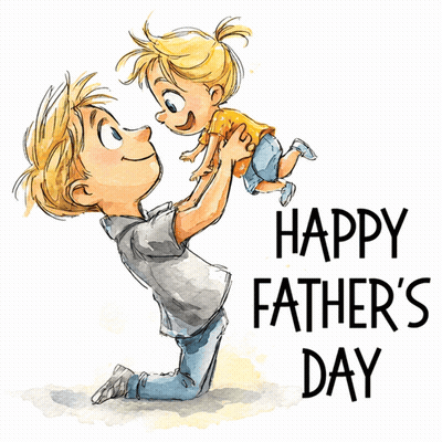 Happy Father's Day Card Man Holding Child GIF