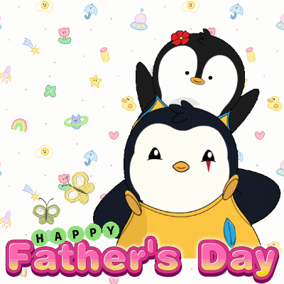 Happy Father's Day Card With Two Penguins GIF