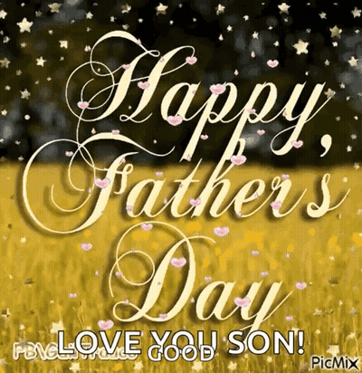Happy Father's Day Greeting Card With Hearts And Stars GIF