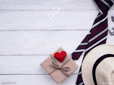 Happy Father's Day Greeting With Hat And Tie GIF