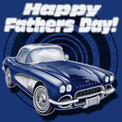 Happy Fathers Day Blue Vintage Car