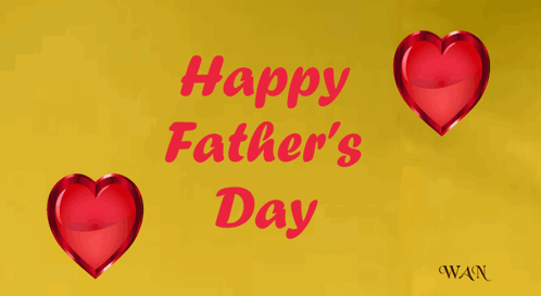 Happy Fathers Day Card With Red Hearts GIF