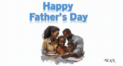Happy Fathers Day Greeting With Woman And Child GIF
