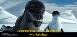Happy Feet Seal Come Here Sausage GIF