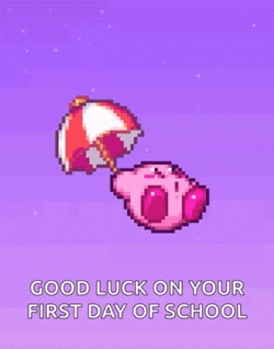 Happy First Day Kirby Floating In Air GIF