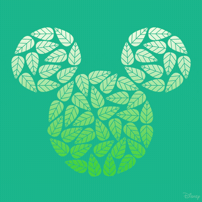 Happy First Day Of Fall Mickey Mouse Made Of Leaves GIF
