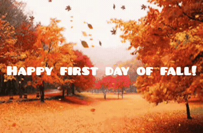 Happy First Day Of Fall With Trees And Falling Leaves GIF