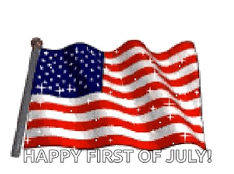 Happy First Day Of July Waving USA Flag GIF