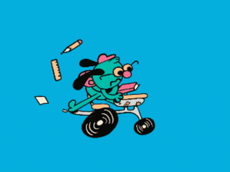 Happy First Day Of School Riding Bike Animation GIF