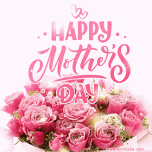 Happy First Mothers Day Pink Flowers Bouquet  GIF