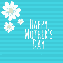 Happy First Mothers Day Simple Blue Flowers GIF
