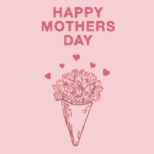 Happy First Mothers Day Simple Pink Bouquet GIF
