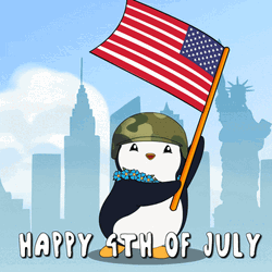 Happy Fourth Army Penguin GIF