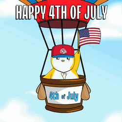 Happy Fourth Penguin Flying Parachute GIF