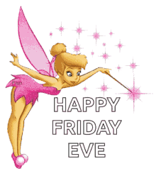 Happy Friday Eve Tinker Bell With Pink Glitters GIF