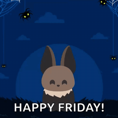 Happy Friday Greeting Card With Bat and Spiders