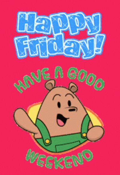 Happy Friday Greeting Card With Cartoon Character GIF