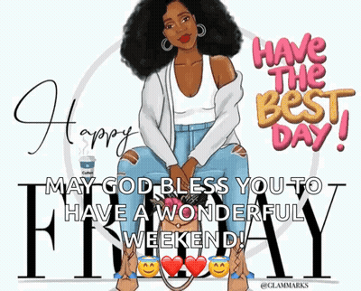 Happy Friday Greeting Card Woman Sitting GIF