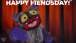 Happy Friday Halloween Fiendsday Werewolf & Bat GIF