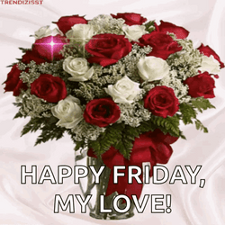 Happy Friday Love Red And White Flowers  GIF