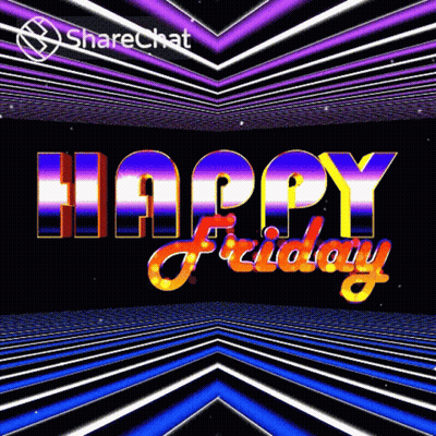 Happy Friday On Black Purple Blue Stripes GIF