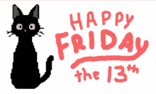 Happy Friday The 13Th Wagging Tail Black Cat GIF