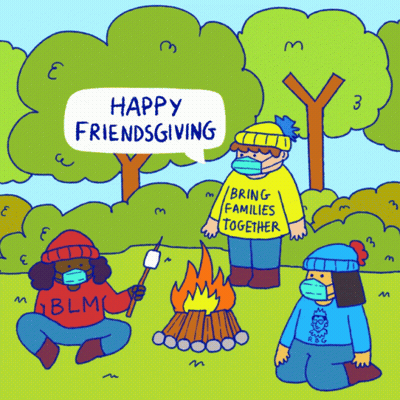 Happy Friendsgiving Campfire Cartoon GIF