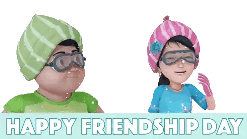 Happy Friendship Day Card With Two Children Sticker