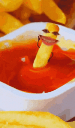 Happy Fries On Ketchup GIF