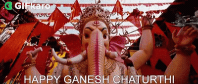 Happy Ganesh Chaturthi Elephant Statue GIF