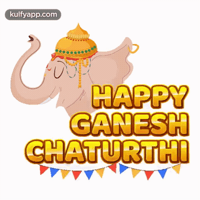 Happy Ganesh Chaturthi Elephant Wearing Hat GIF