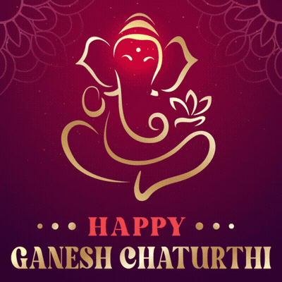 Happy Ganesh Chaturthi Golden Elephant Poster GIF