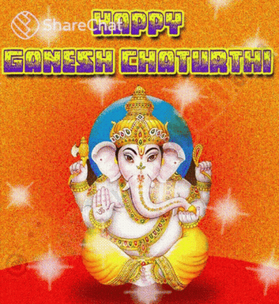 Happy Ganesh Chaturthi Greeting Card With Ganesha Painting GIF
