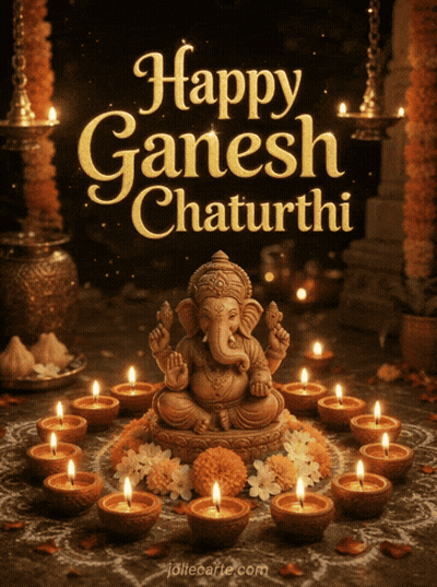 Happy Ganesha Chaturthi Deity Painting GIF