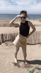 Happy Girl Beach Dancing