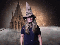 Happy Girl Sorting Hat Gryffindor GIF