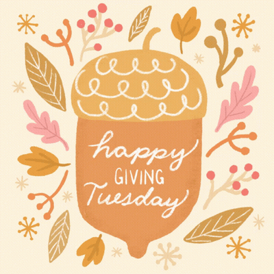 Happy Giving Tuesday Card With Acorn and Leaves