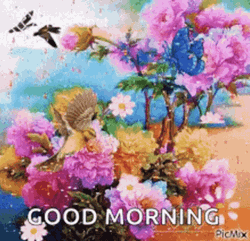 Happy Good Morning Animated Garden GIF