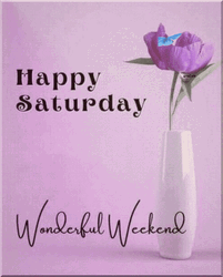 Happy Good Morning Purple Flower Vase GIF