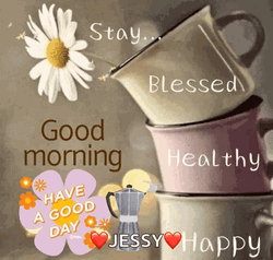 Happy Good Morning Stack Cups GIF