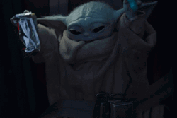 Happy Grogu Holding Food GIF