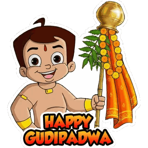 Happy Gudipadwa Cartoon Boy Sticker
