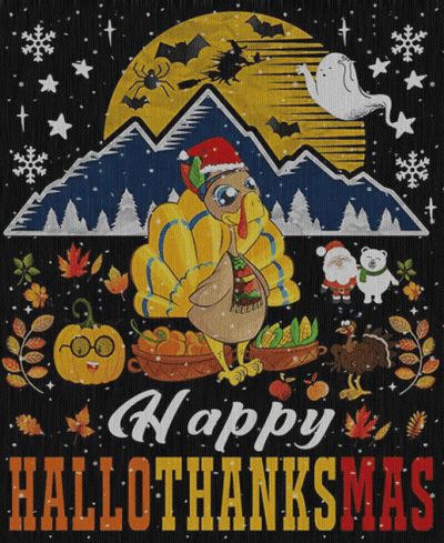 Happy Hallothanksmas Turkey In Santa Hat GIF