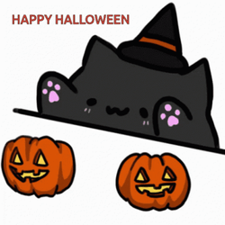 Happy Halloween Black Bongo Cat GIF