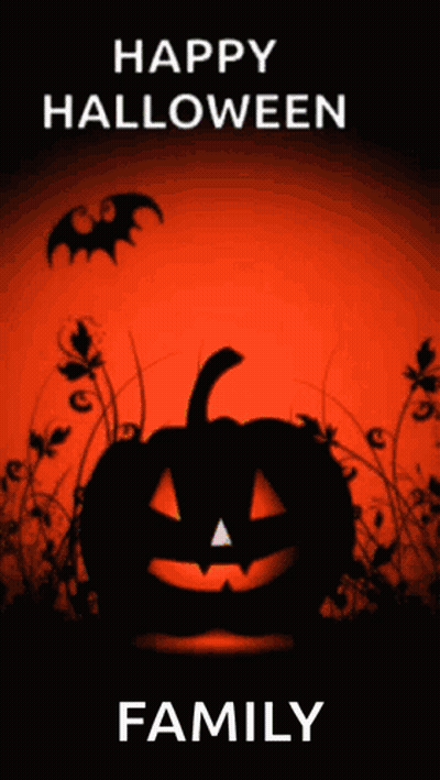 Happy Halloween Family Pumpkin Bats GIF