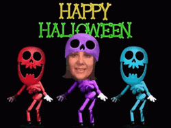Happy Halloween Funny Colorful Skeletons Hip Dancing GIF