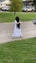 Happy Halloween Funny Dancing Girl As White Lady GIF